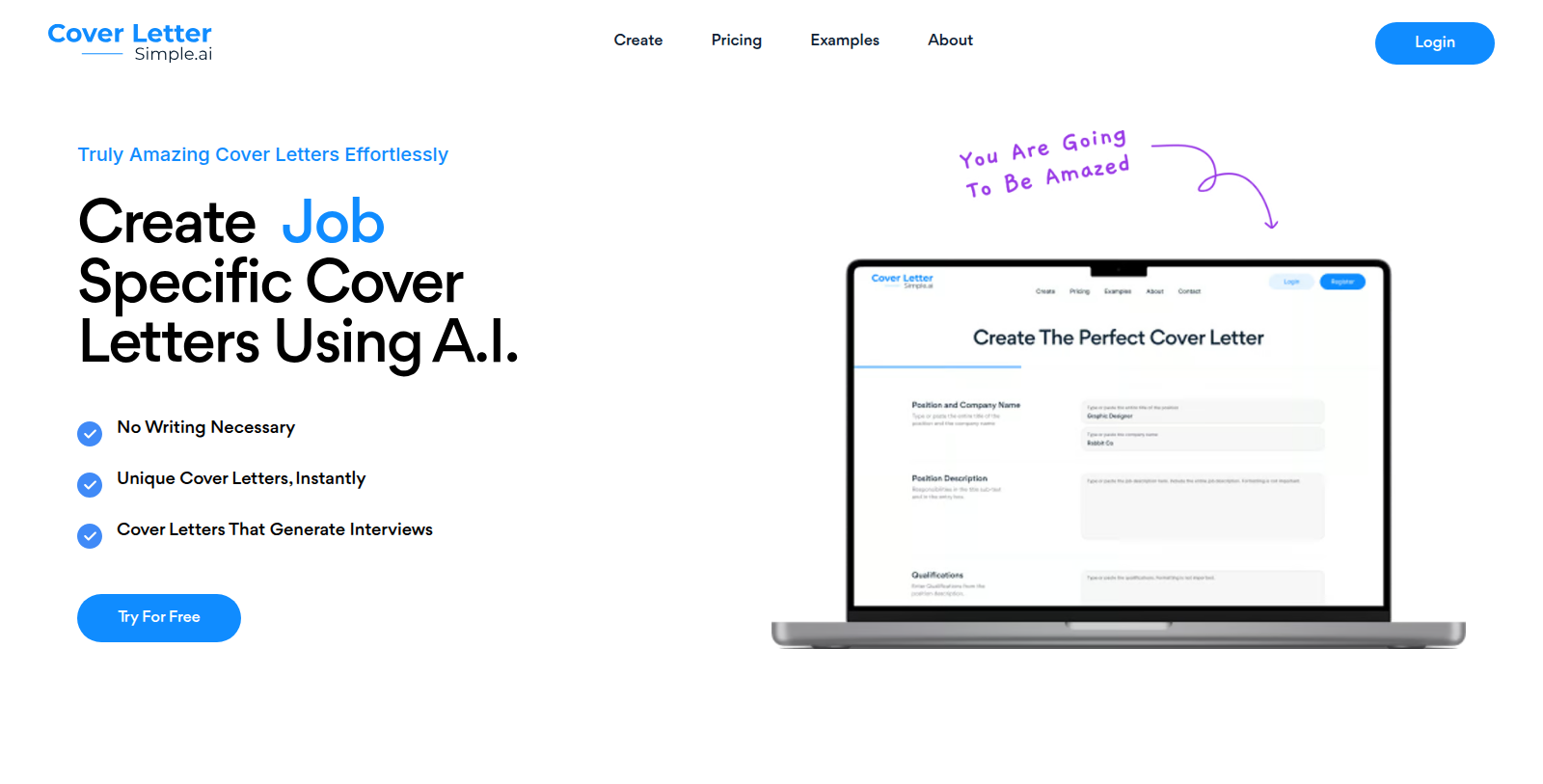 CoverLetterSimple.ai Screenshot - Schnittstellenvorschau