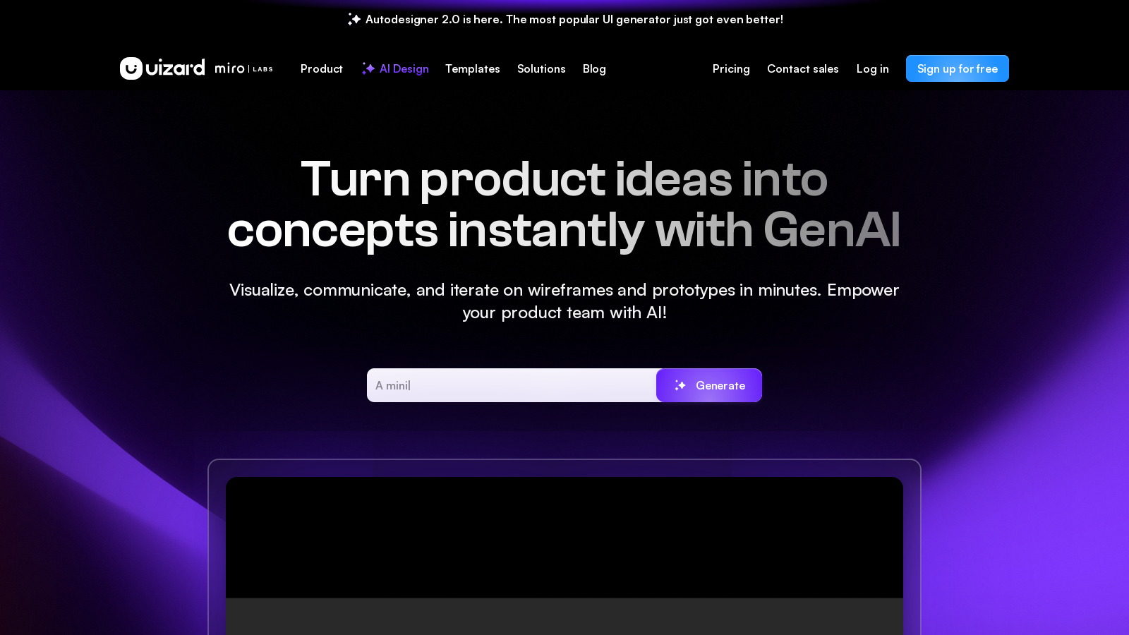 Uizard Screenshot - Anteprima dell'interfaccia