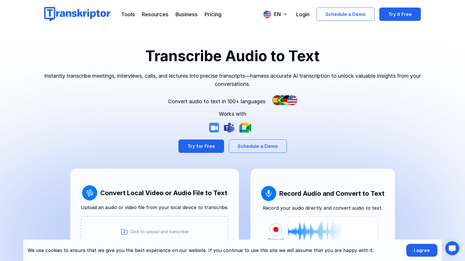 Transkriptor Screenshot - Anteprima dell'interfaccia