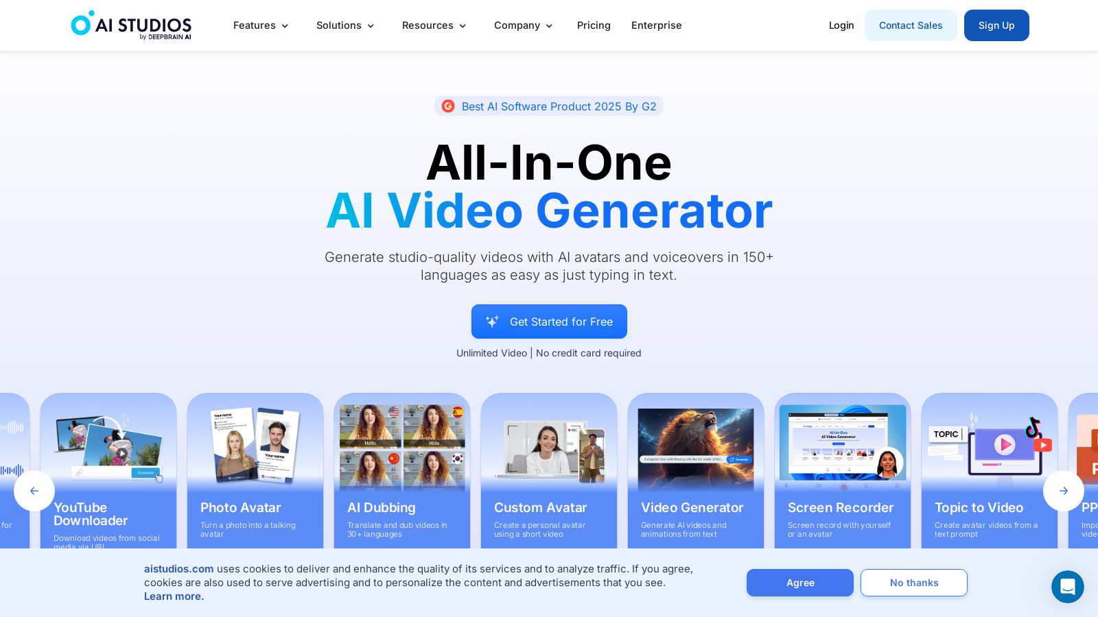 Capture d'écran de AI Studios - Aperçu de l'interface