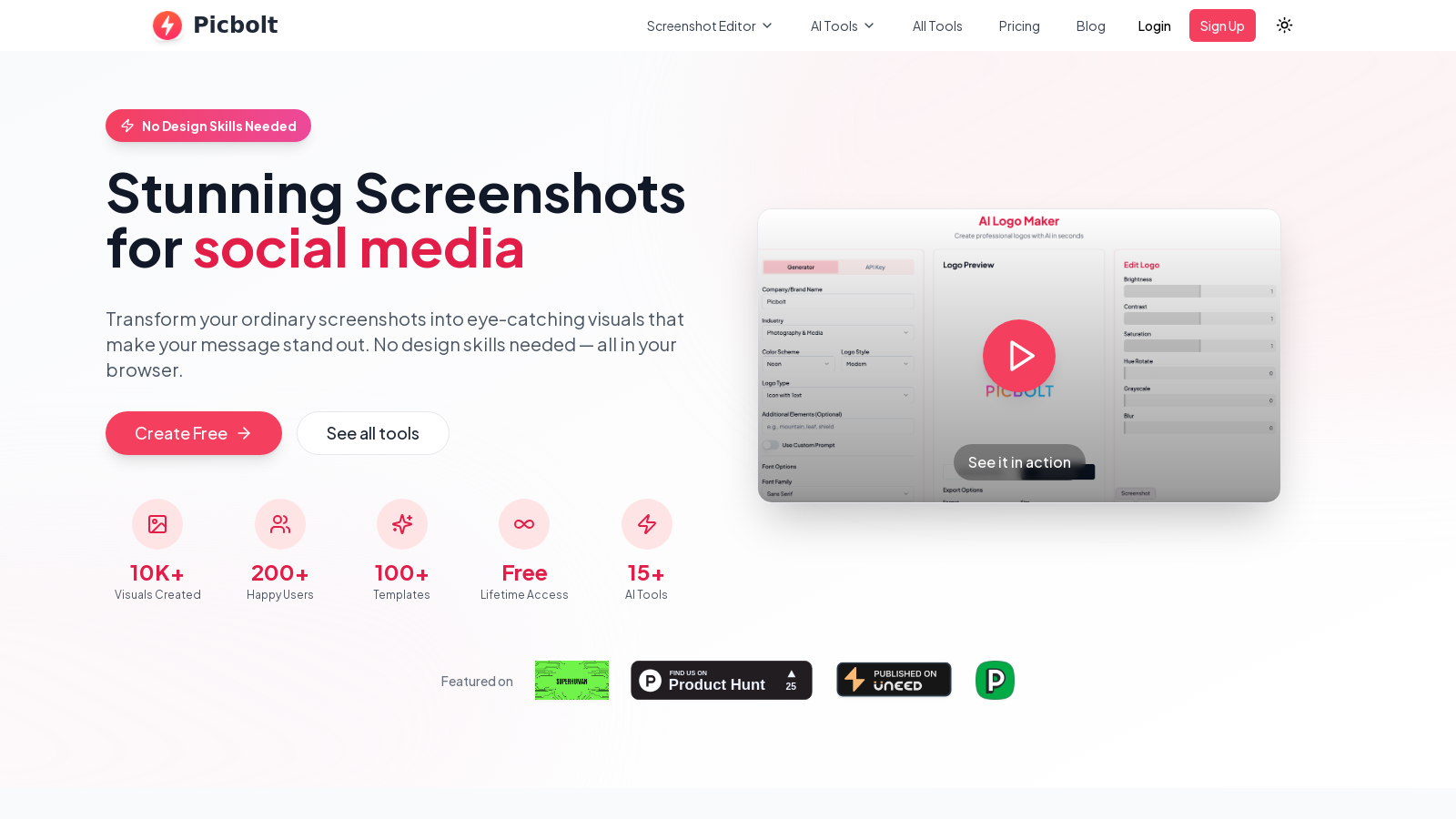 Picbolt Screenshot - Anteprima dell'interfaccia