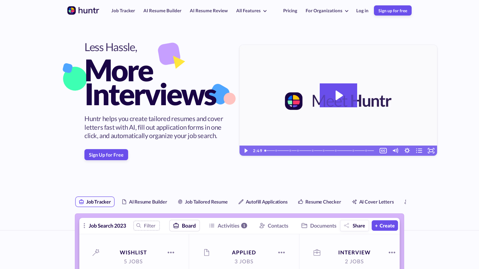 Huntr Screenshot - Interface Preview