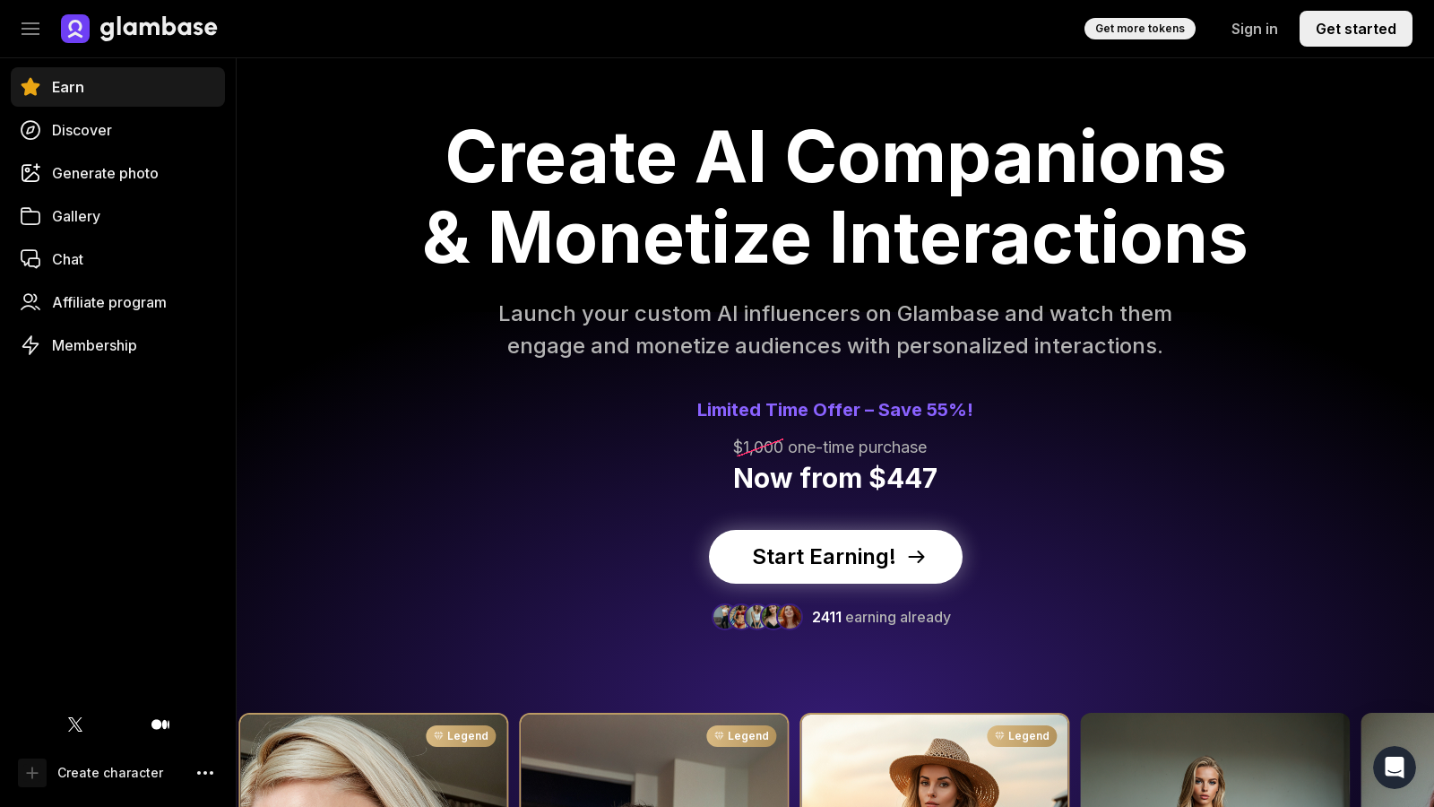 Glambase Screenshot - Interface Voorbeeld