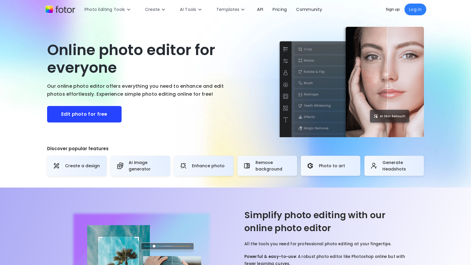 Fotor Снимка - Преглед на интерфейса