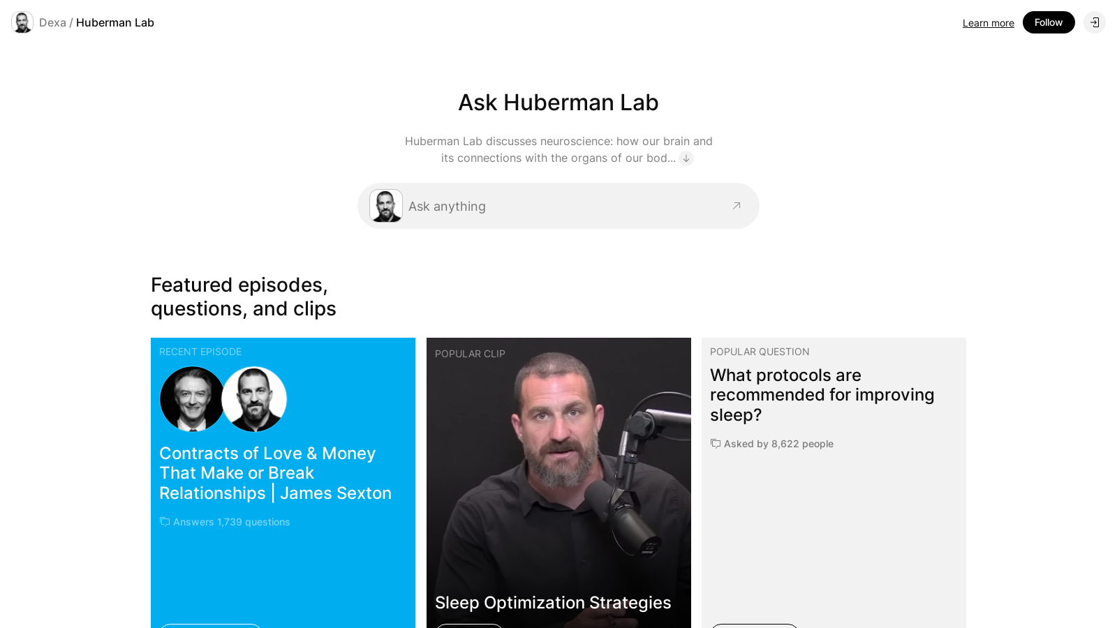 Huberman Lab Screenshot - Interface Preview