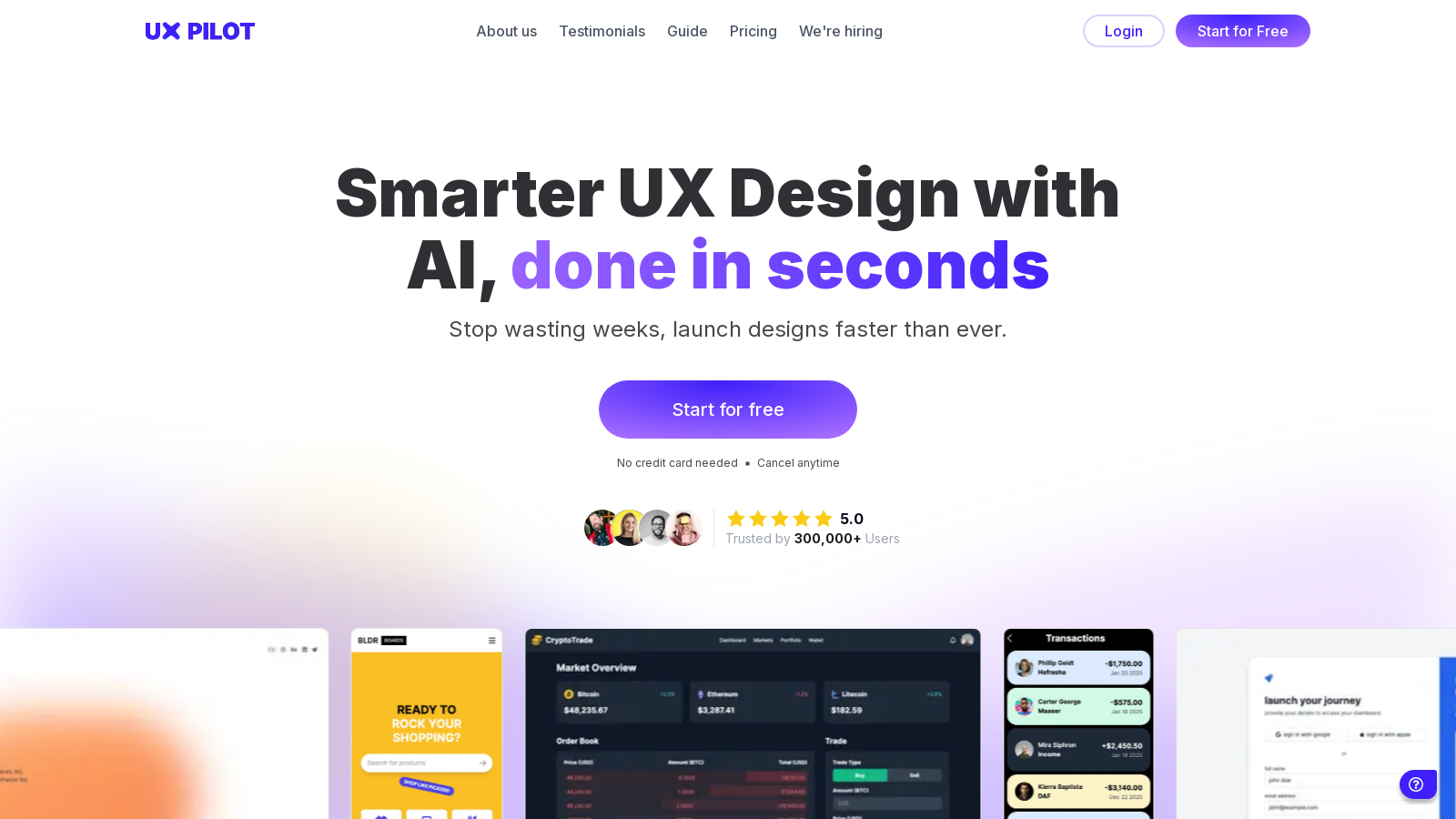 UX Pilot Screenshot - Interface Preview