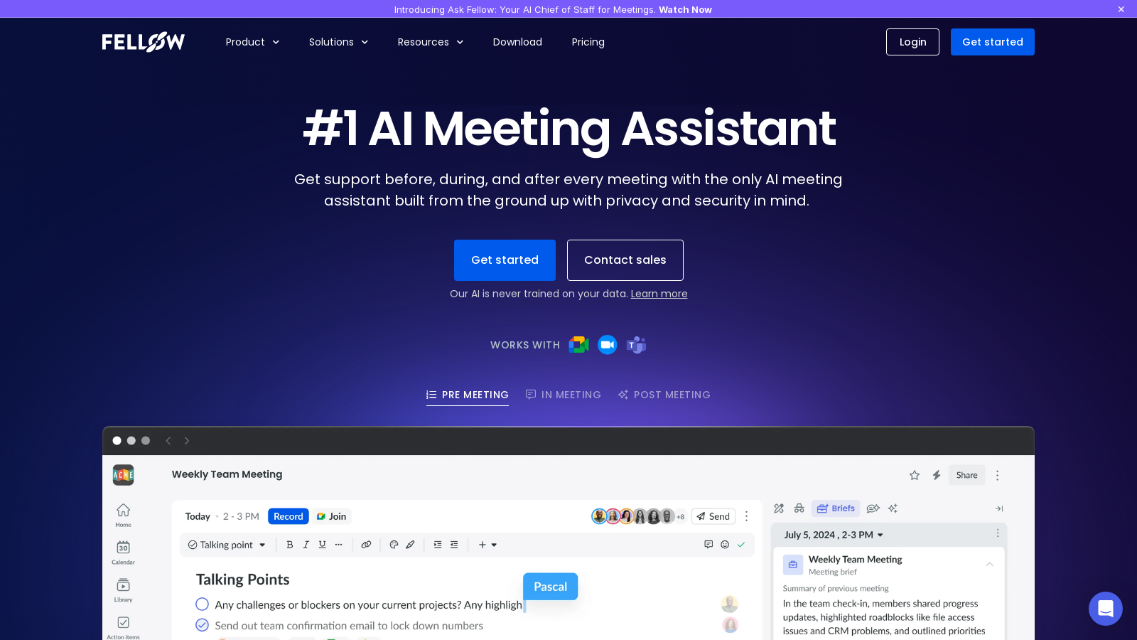 Fellow スクリーンショット - インターフェースプレビュー
