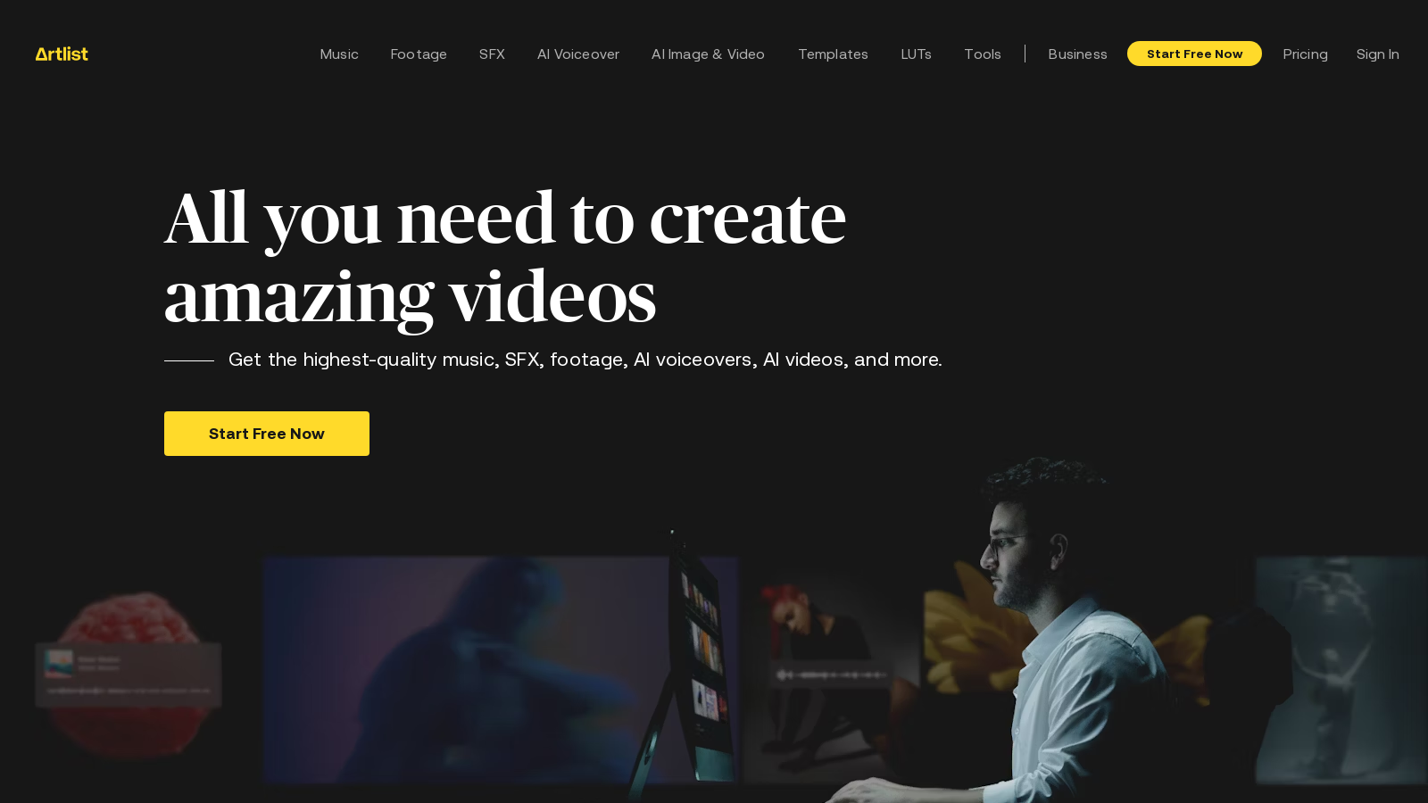 Artlist Screenshot - Anteprima dell'interfaccia