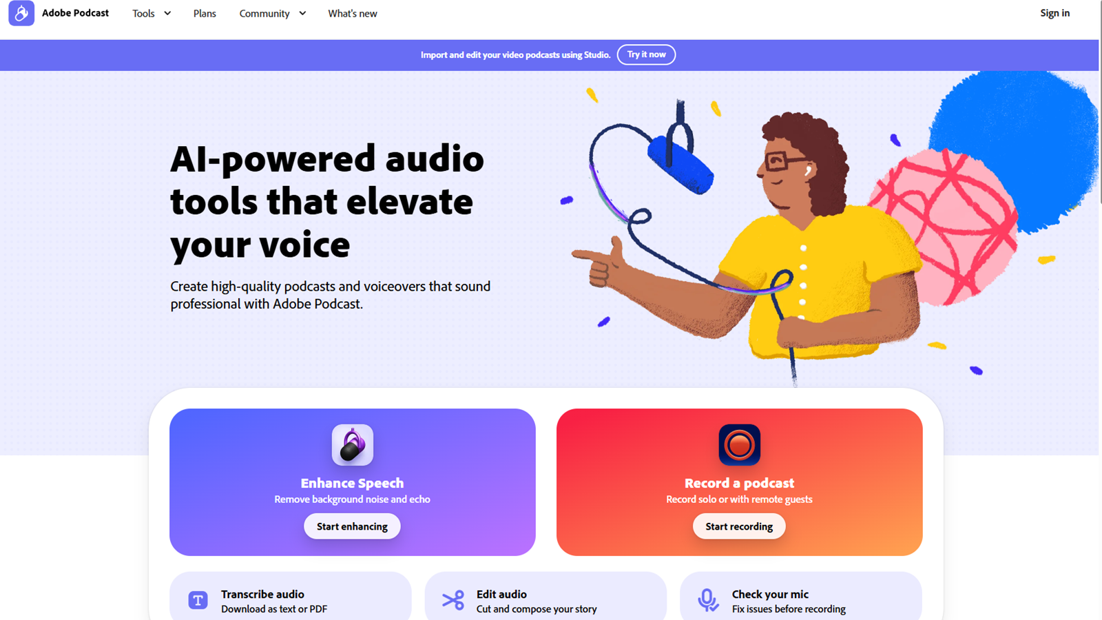 Capture d'écran de Adobe Speech Enhancer - Aperçu de l'interface