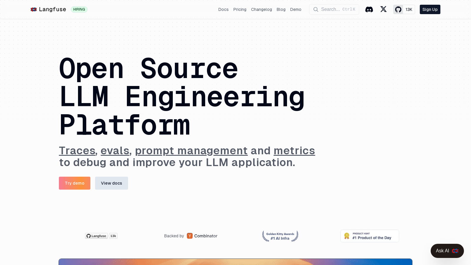 Langfuse Screenshot - Interface Voorbeeld