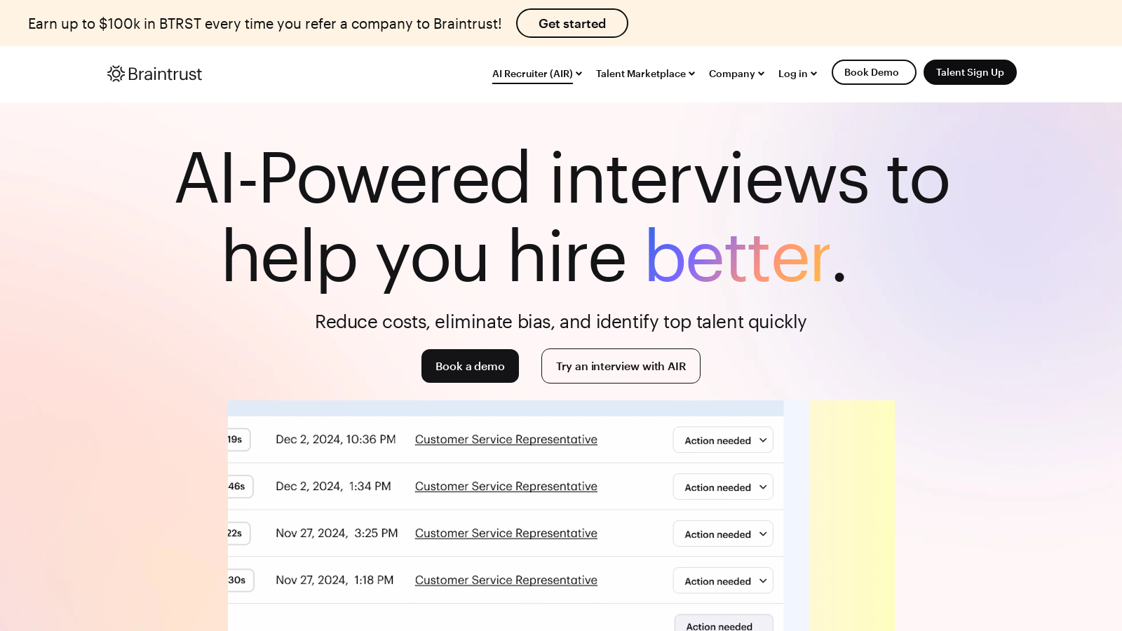 Braintrust Screenshot - Interface Preview