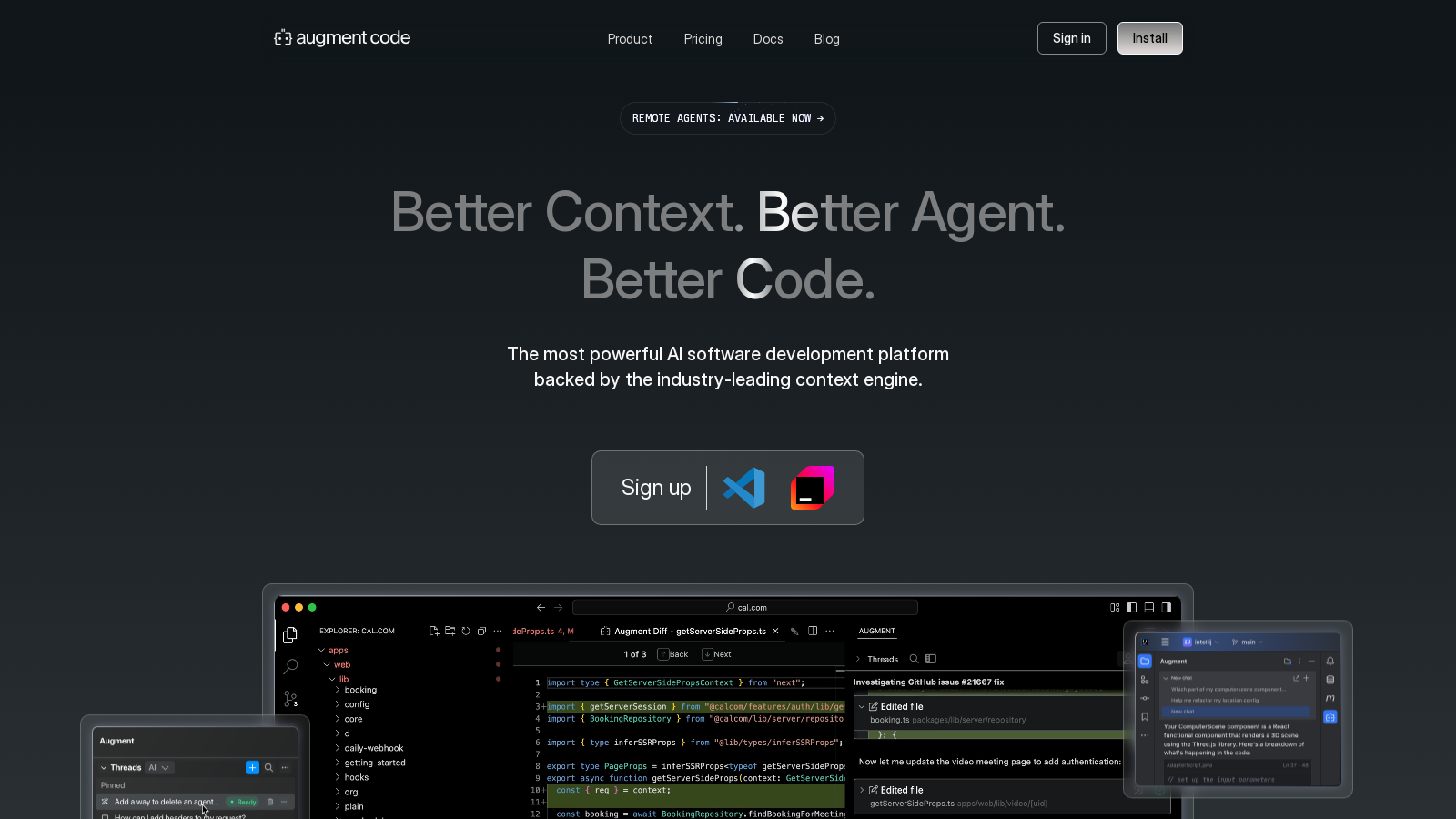 Augment Code Снимка - Преглед на интерфейса