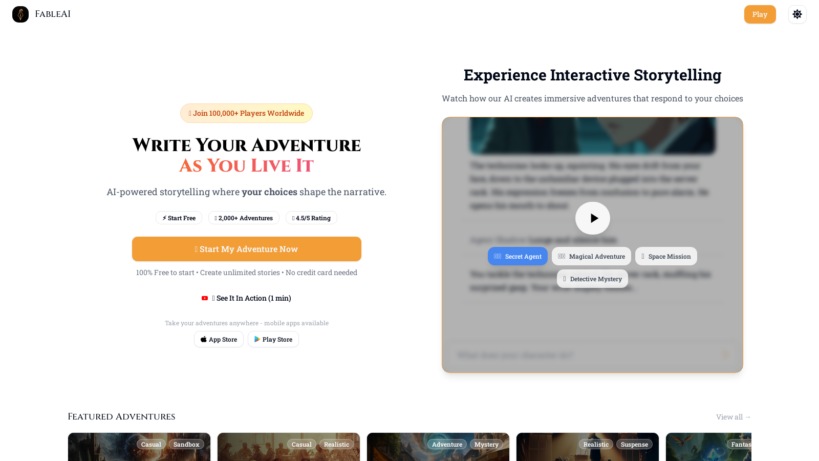 FableAI Screenshot - Interface Preview