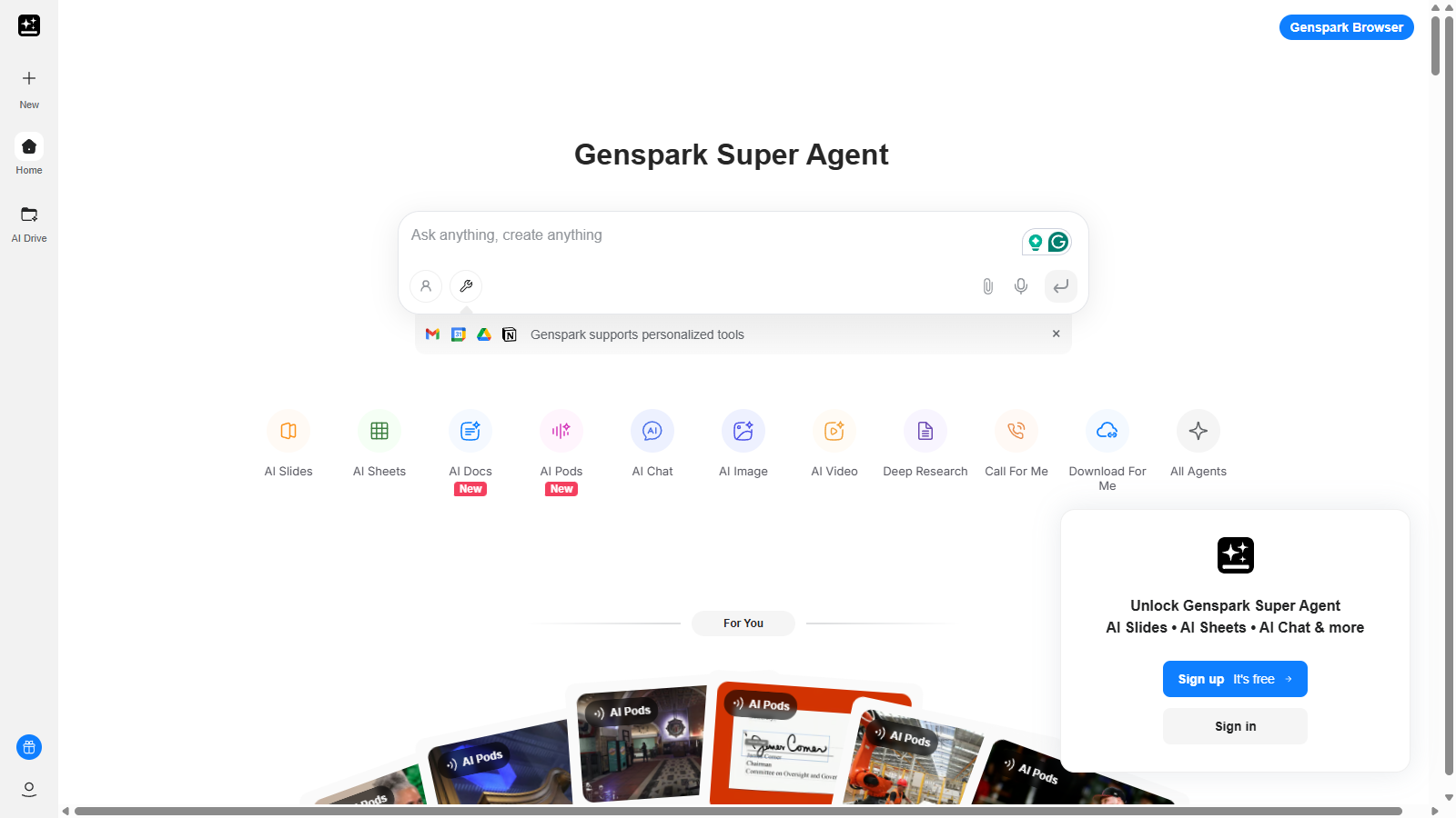 Genspark Screenshot - Anteprima dell'interfaccia