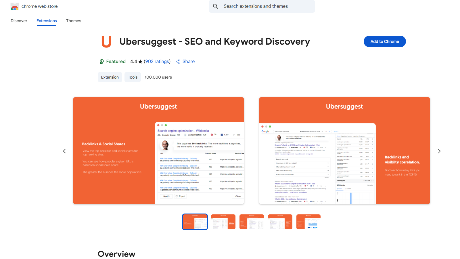 Ubersuggest Снимка - Преглед на интерфейса