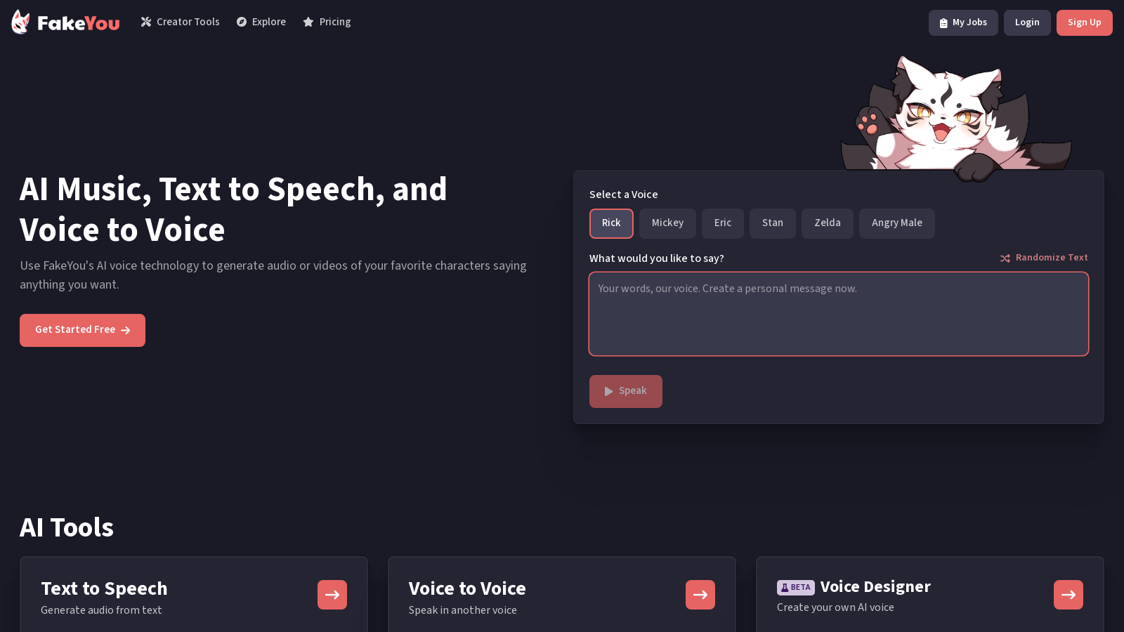 FakeYou Screenshot - Interface Preview