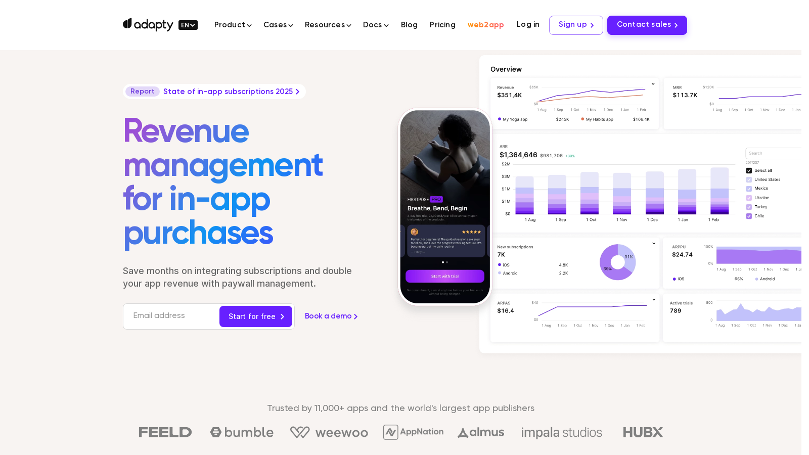 Adapty Снимка - Преглед на интерфейса