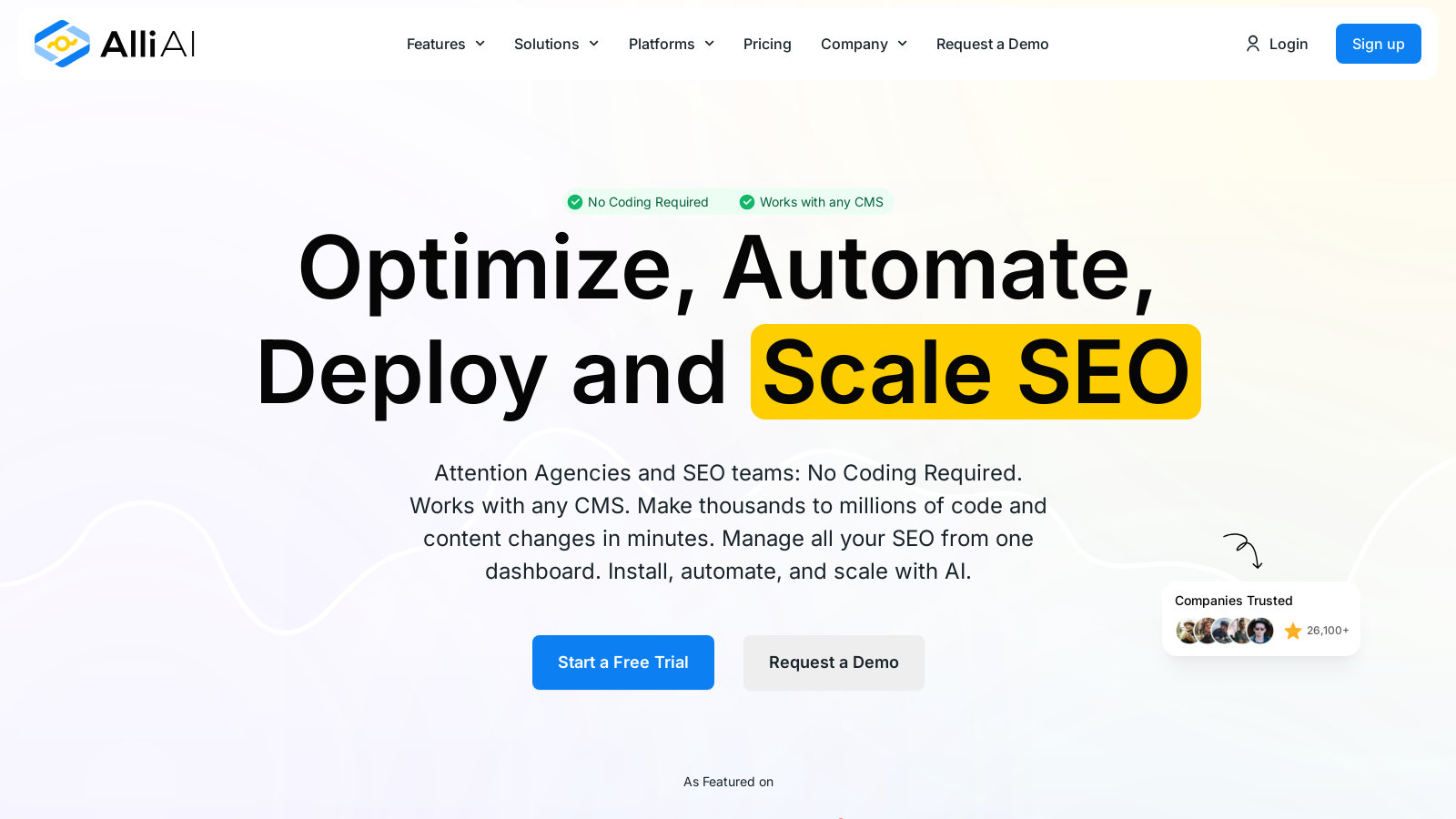 Capture d'écran de Alli AI - Aperçu de l'interface