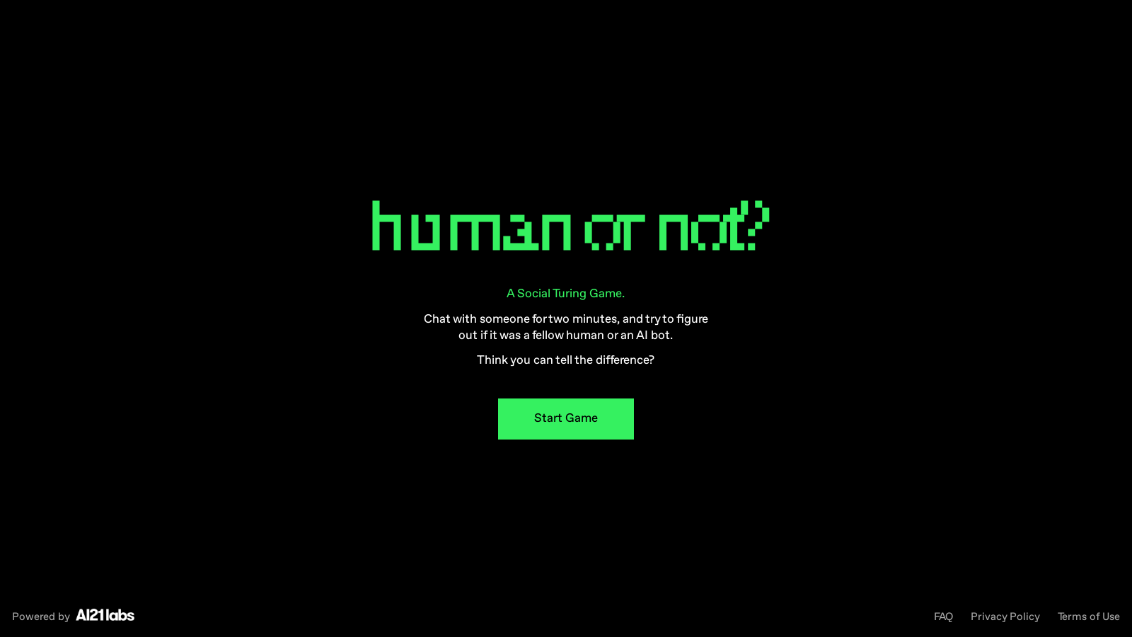 Human or Not Screenshot - Interface Voorbeeld