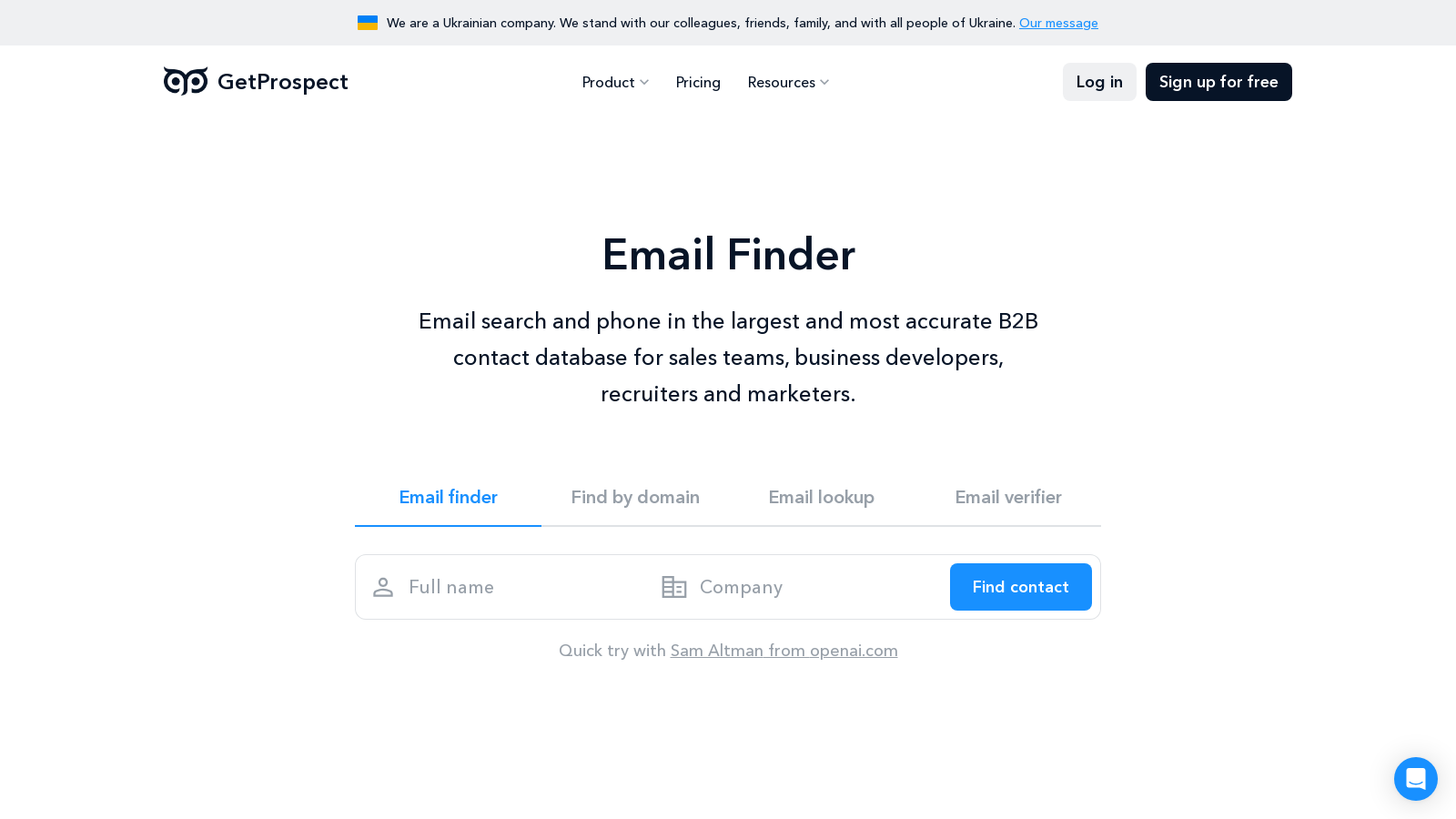 GetProspect Screenshot - Interface Voorbeeld