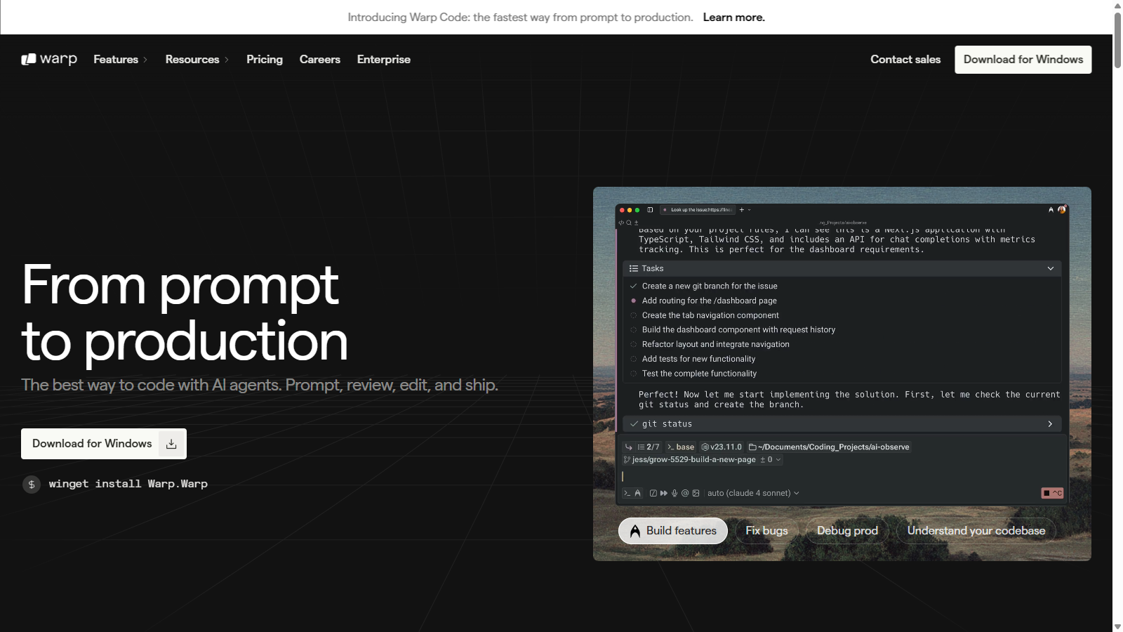 Warp Screenshot - Interface Voorbeeld