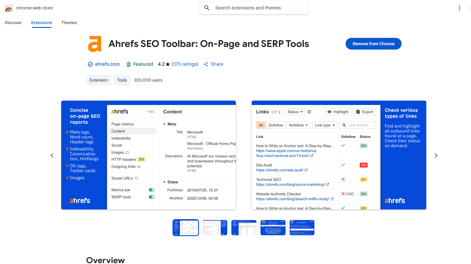 Ahrefs SEO Toolbar Screenshot - Interface Voorbeeld