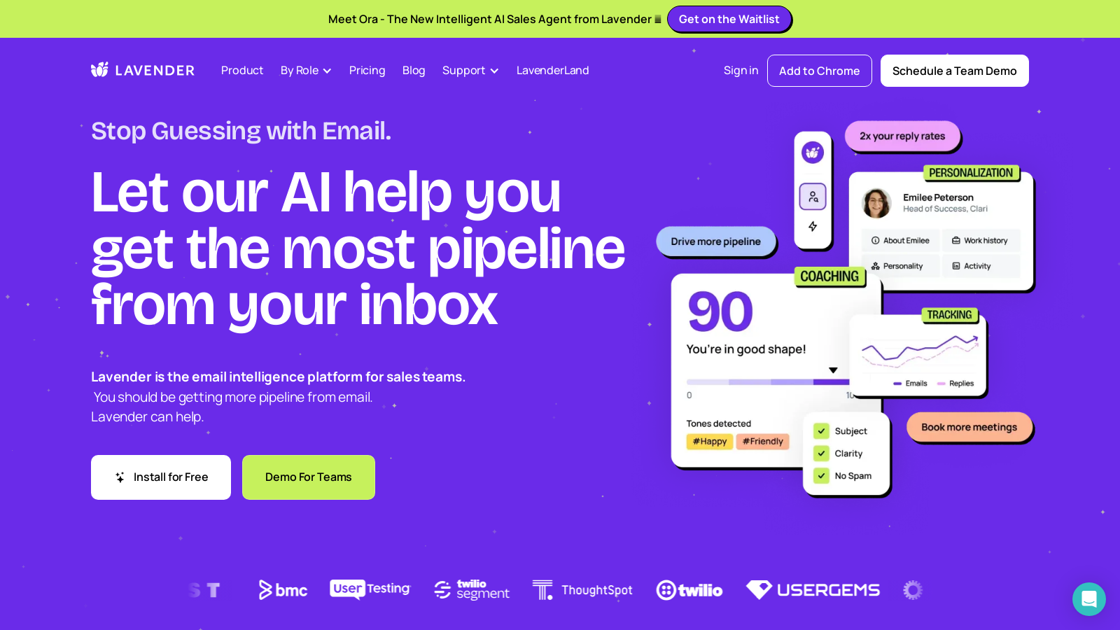 Capture d'écran de Lavender - Aperçu de l'interface