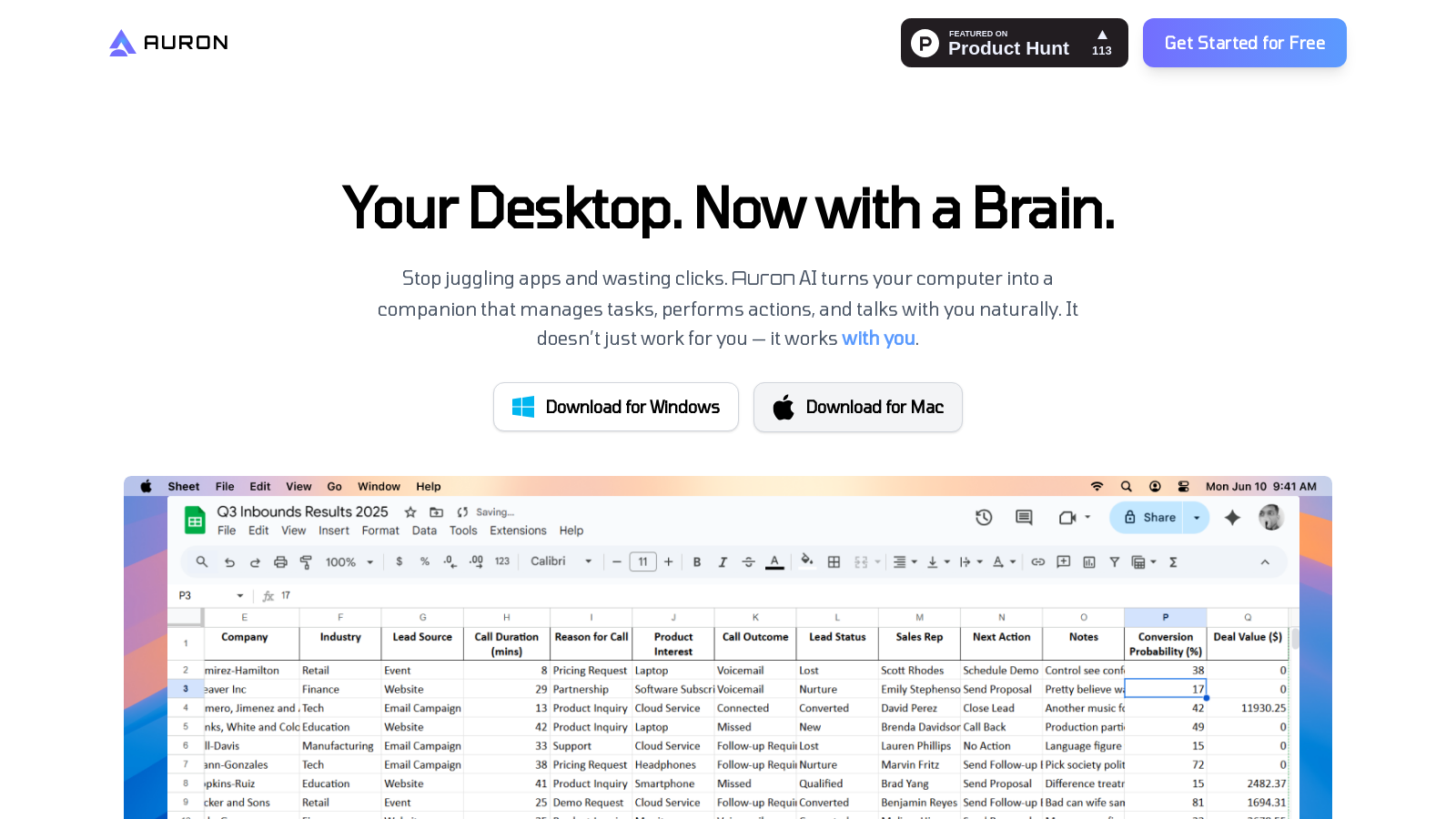 Auron Screenshot - Interface Preview