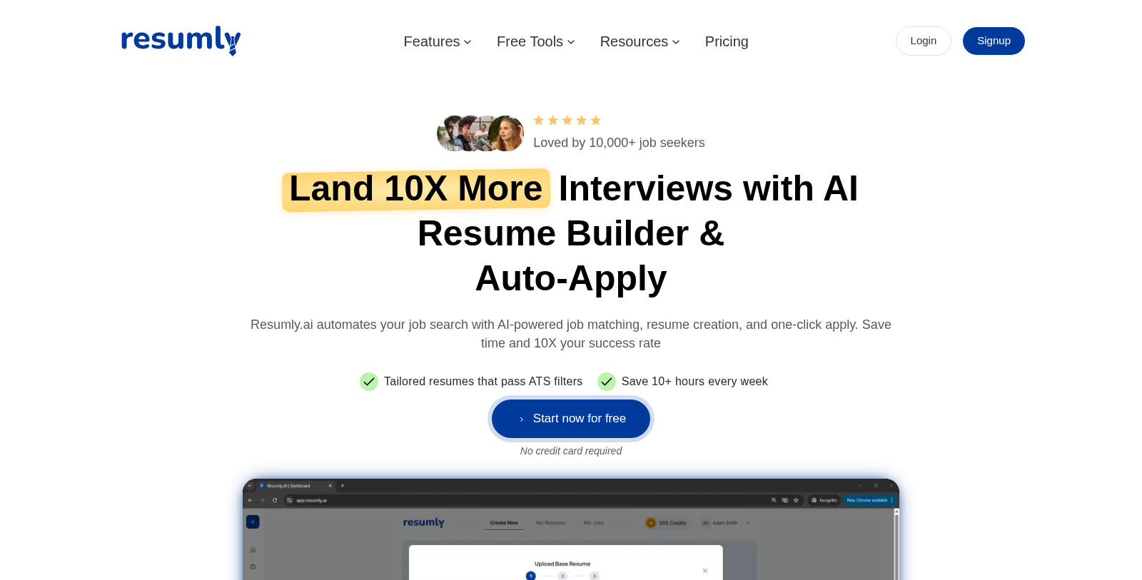 Capture d'écran de Resumly - Aperçu de l'interface