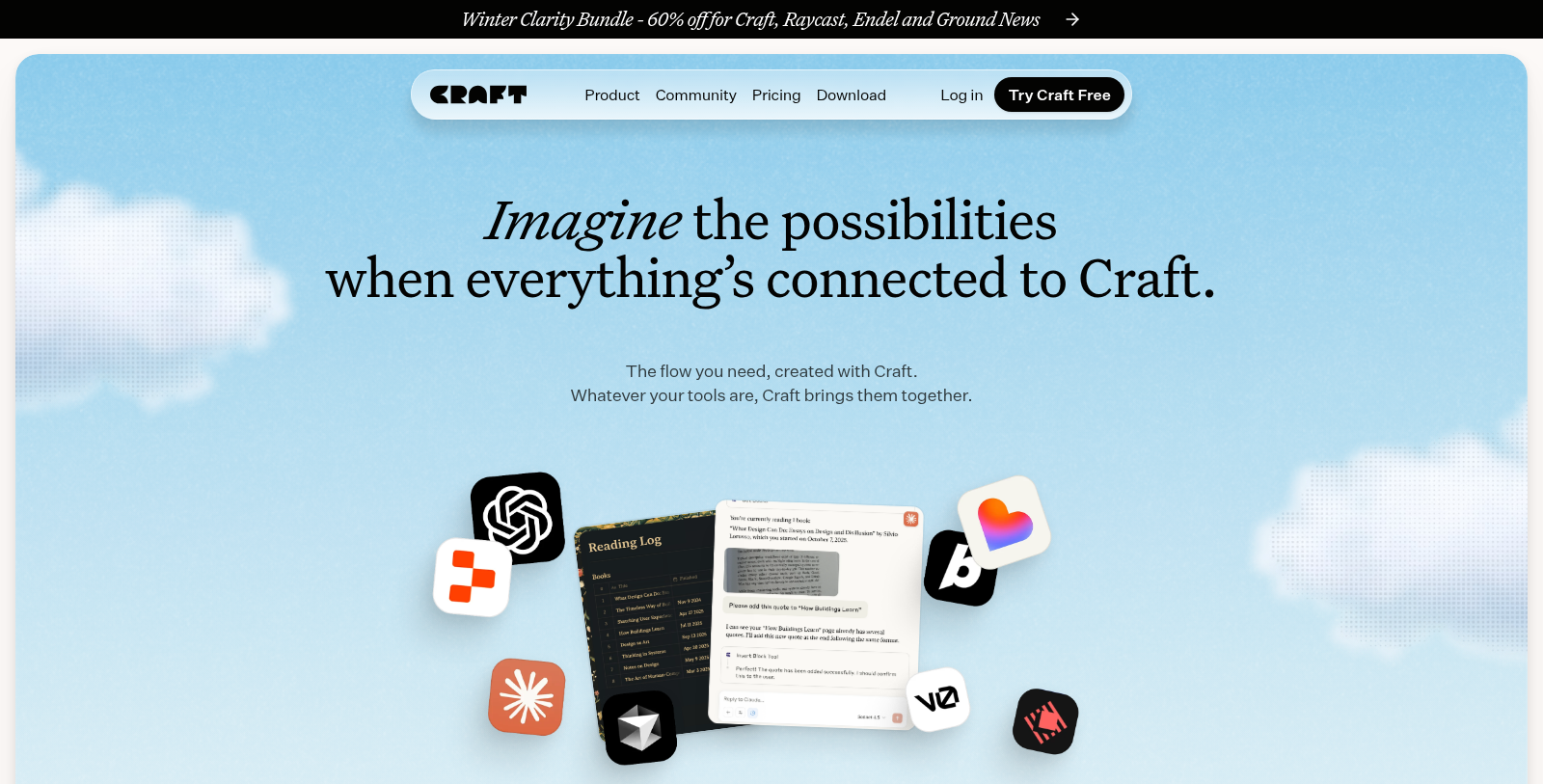 Capture d'écran de Craft - Aperçu de l'interface