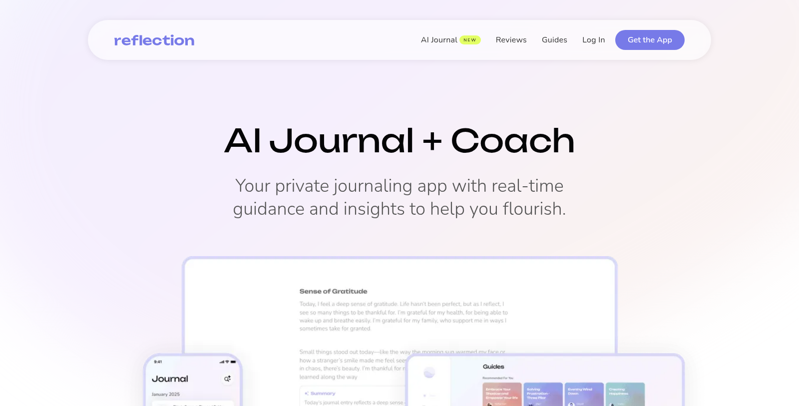 Reflection スクリーンショット - インターフェースプレビュー