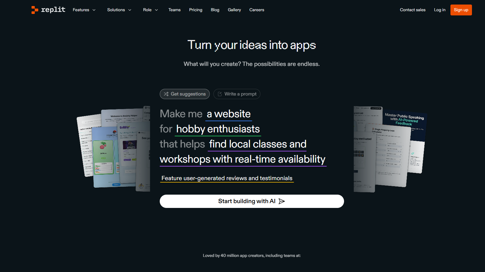 Replit スクリーンショット - インターフェースプレビュー