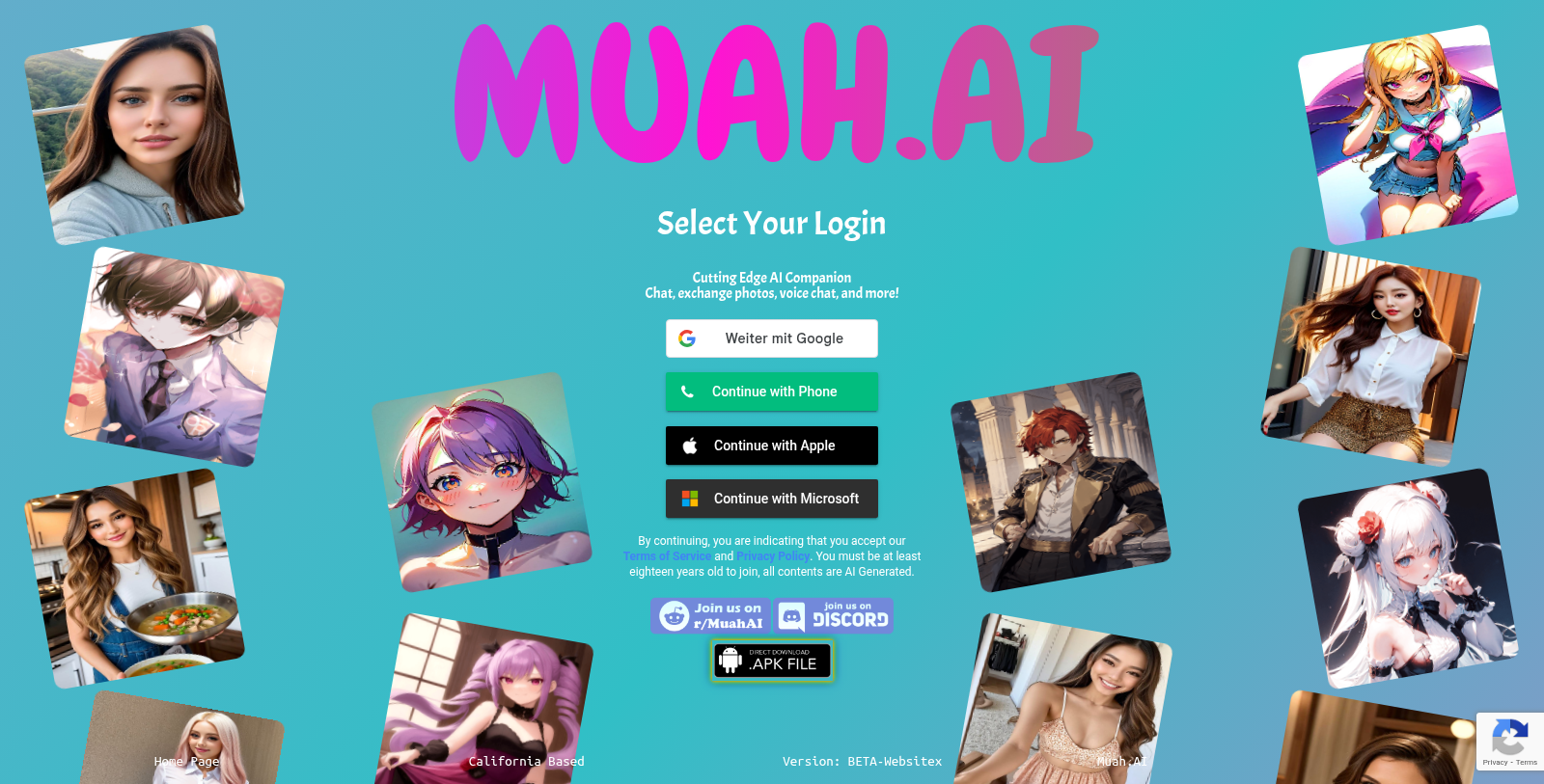 Muah.AI スクリーンショット - インターフェースプレビュー