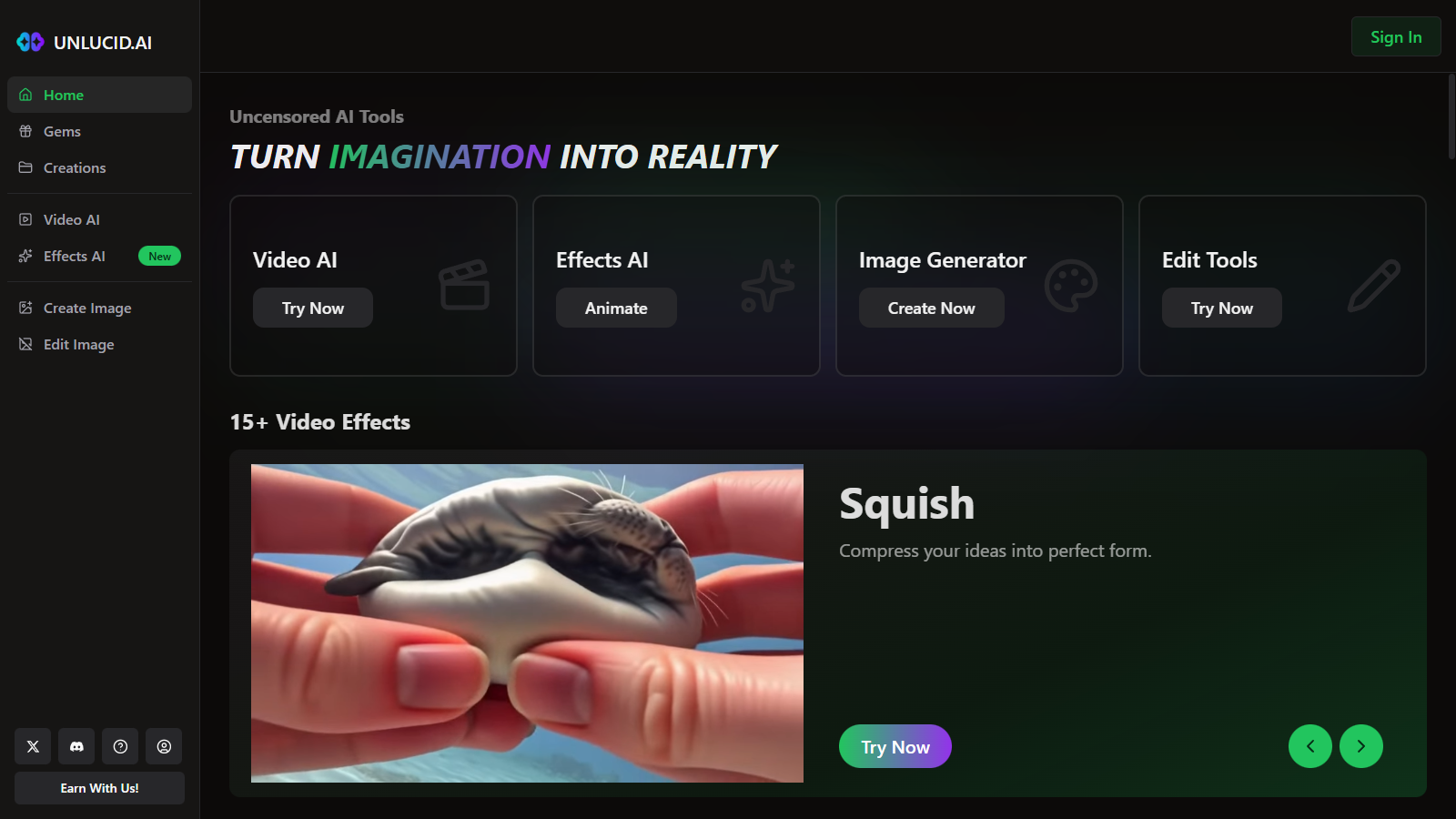 Unlucid AI スクリーンショット - インターフェースプレビュー