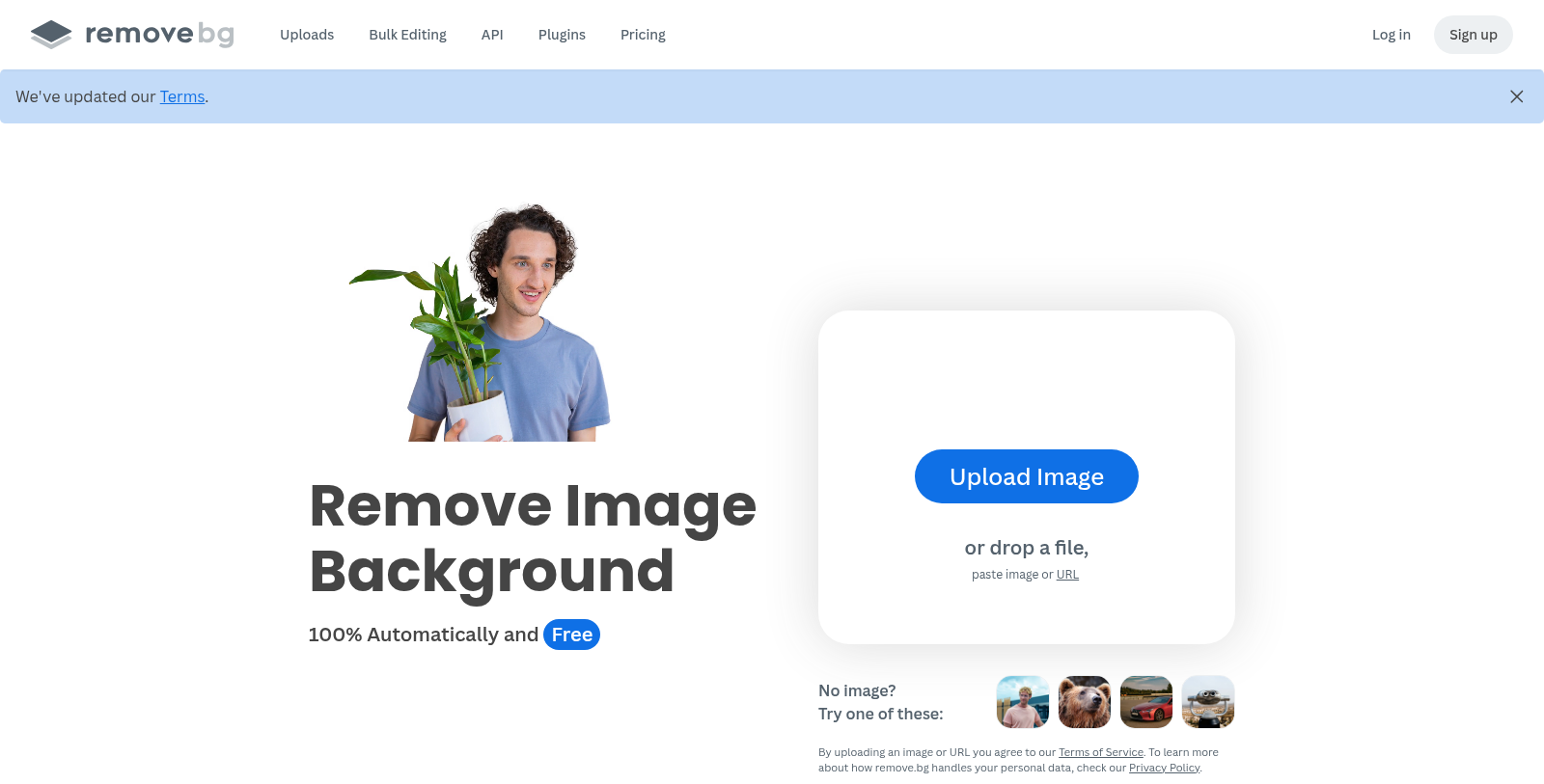 remove.bg Screenshot - Interface Voorbeeld