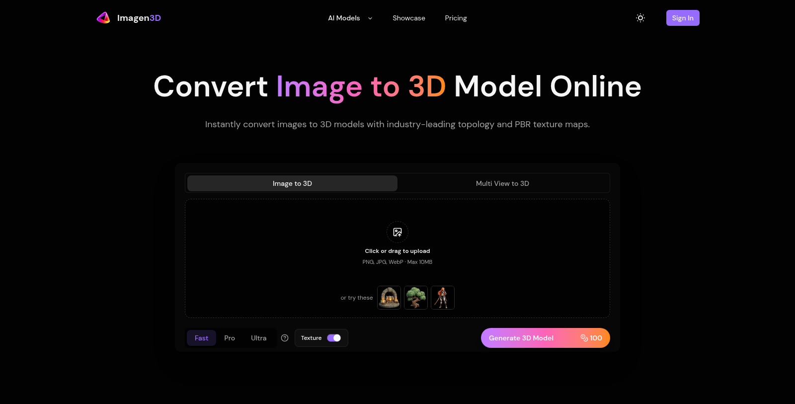 Imagen3D Снимка - Преглед на интерфейса