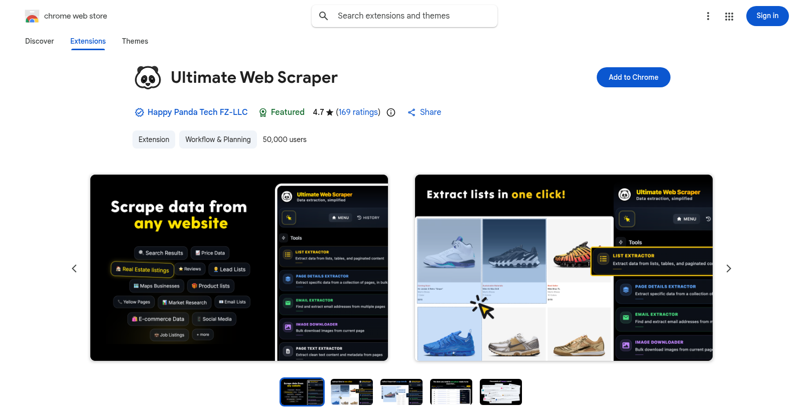 Ultimate Web Scraper Screenshot - Interface Preview