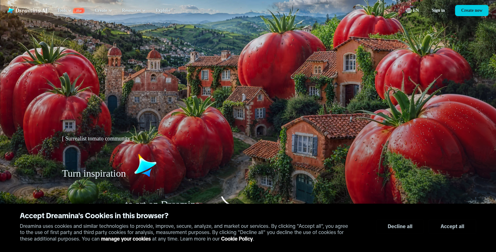 Dreamina Снимка - Преглед на интерфейса