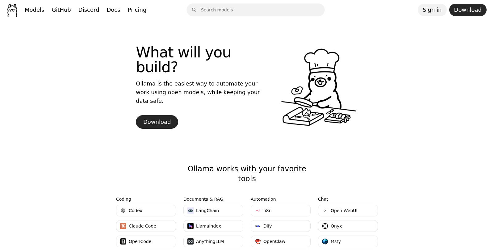 Ollama Captura de tela - Prévia da interface
